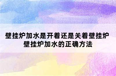 壁挂炉加水是开着还是关着壁挂炉 壁挂炉加水的正确方法